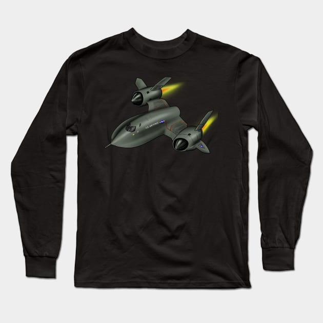 SR71 Blackbird US Air Force Long Sleeve T-Shirt by Funky Aviation